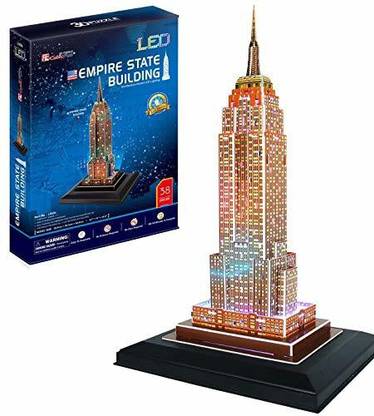 Cubicfun 3D Puzzles for Adults and Kids LED Empire State Building Model Kits, Home Decor