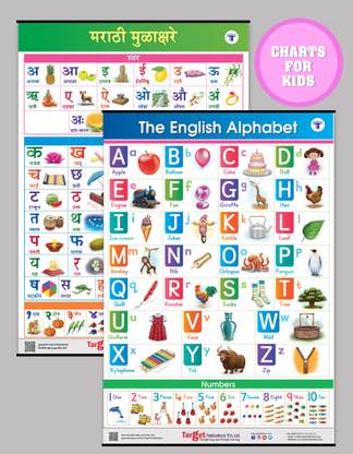 Kids Learning Wall Chart| English And Marathi Alphabet Charts For Kids