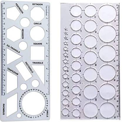 First Click Shapes Stencil Ruler Size 24 X9.8 cm & Circle Master 35 Circles Size23.5 X11.5cm Ruler