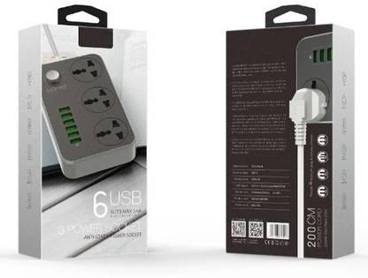 WunderVoX Power Plug 6 USB Port Auto Max 3.4A With 3 Anti-Static Power Socket 3  Socket Extension Boards