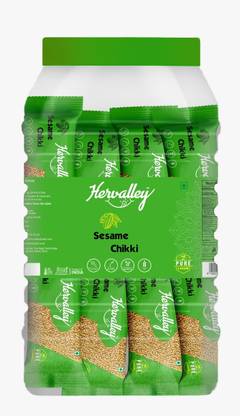Hervalley Sesame Chikk JAR 50 Pieces of 17g each (Pack of one JAR) Plastic Bottle