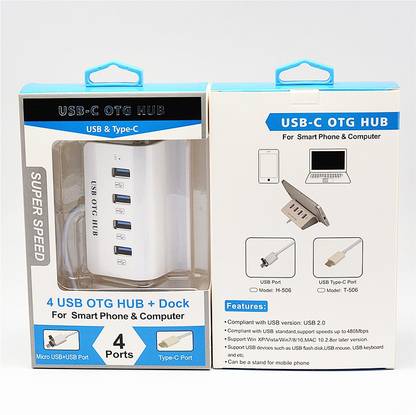 Triangle Ant ™USB OTG for Multiple Device and Keyboard & Mouse Connectivity, High Speed Multi Port Interface for PC & Mobile- Best for Gaming 2in1 4 Port OTG Hub USB Cable, USB Fan, USB Mouse, USB Mouse, Card Reader