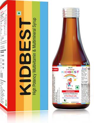 HealthBest Kidbest Iron (Haematinic) Syrup | Zinc | Folic Acid | 200 ML