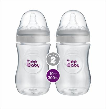 Beebaby Ease Wide Neck Baby Feeding Bottle with Anti-Colic Teat (White) (Pack of 2) - 300 ml