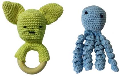Corner Crochetia COMBO OF AMI GUMRI BABY RATTLE CROCHET TOY AND A CROCHET WORK OCTOPUS