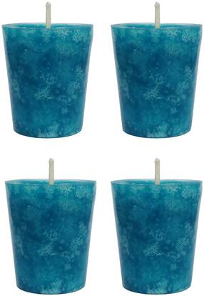 State Art India Votive Candle (Aqua, Pack of 4 Pcs)Scented Paraffin Wax Mottled Candle