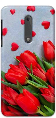 NDCOM Back Cover for Nokia 5 Red Flowers Slimfit Printed