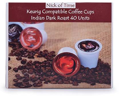 Nick Of Time K-Cups/Pods- Keurig Compatible Indian Dark Roast Coffee Cups-40 Count Roast & Ground Coffee