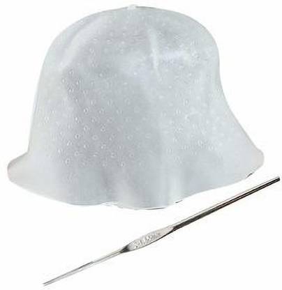 FEGURO Reusable Rubber Silicon Hair Coloring Highlighting Bleaching Cap with Hook