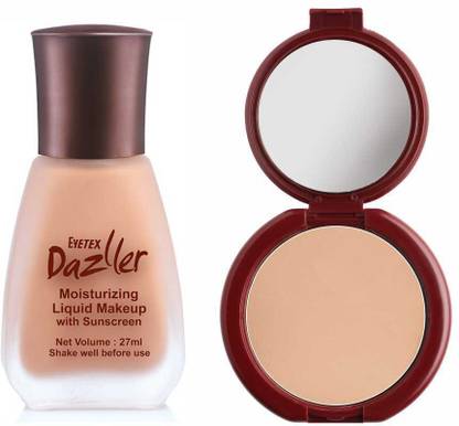 Eyetex Dazller Face Combi Pack (Soft Carammal R34) : Moisturizing Liquid Makeup, 27mL + Classique Compact Powder, 9g