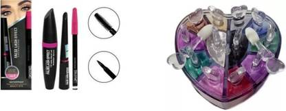 Lele Combo of Waterproof Eyeliner,Mascara, Eyebrow Pencil and 12 color eyeshadow shimmer Powder C-75