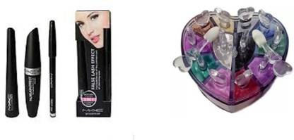 Lele Combo of Waterproof Eyeliner,Mascara, Eyebrow Pencil and 12 color eyeshadow shimmer Powder C-99