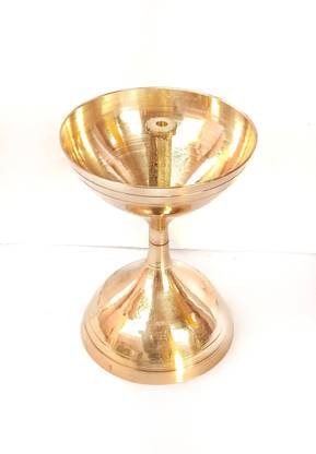 ssb Akhand Diya Big size 4" Inch for pooja | Akhand Jyoti | Brass Table Diya