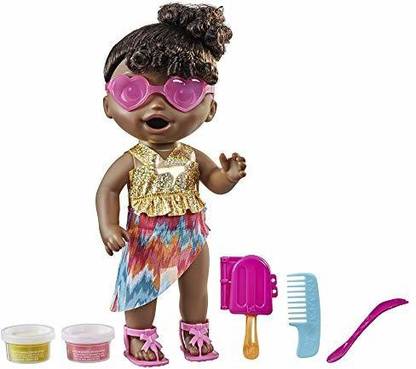Baby Alive Sunshine Snacks Doll, Eats and Poops, Summer-Themed Waterplay Baby Doll, Ice Pop