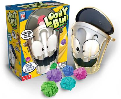 Ever Mall Loony Bin Action Game, Try and Toss Paper Balls into The Funny Moving Trash Bin Plastic Dustbin