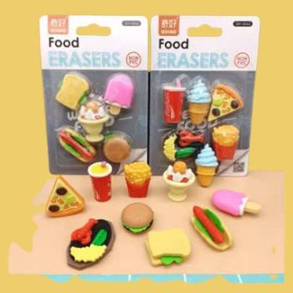 PARIVRIT Colorful Junk Food Shaped Erasers for Kids Non-Toxic Eraser