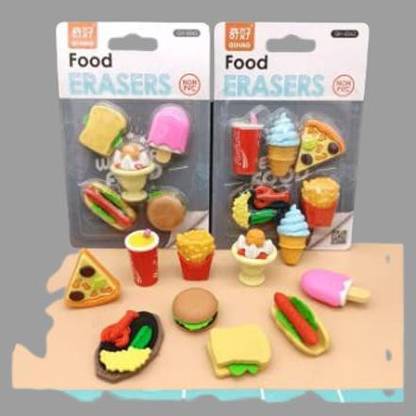 GUNGUN Cute 3D Junk Food Erasers For Kids Non-Toxic Eraser