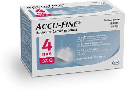 ACCU-CHEK Accu-Fine Insulin Pen Needles – Pack of 100 (33G) * 4mm Glucometer Lancets