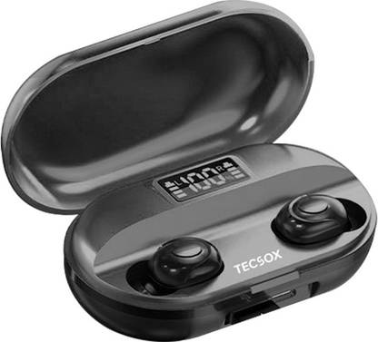 TecSox PowerHouse True Wireless Earbuds with Charging Case|45 Hr Play Time | High Bass Bluetooth