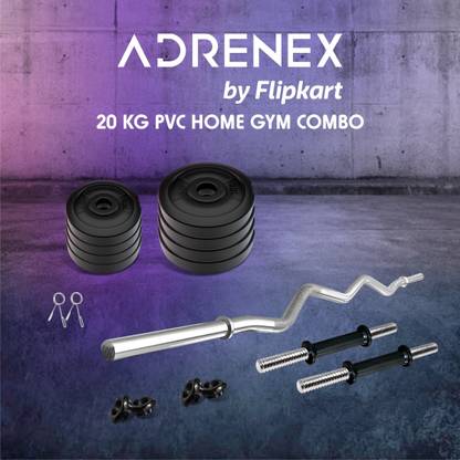Adrenex by Flipkart 20 kg With Curl and Dumbbells Rod Home Gym Combo