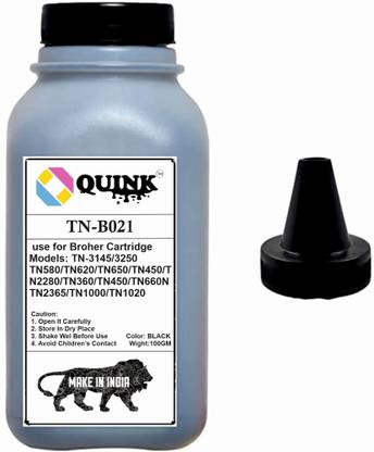 QUINK Toner Powder Refill for Brother TN B021-100gm, Compatible Black Ink Toner Powder