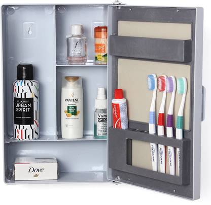 Delightful Decor Bathroom Mirror Cabinet Rack Shelves For Storage (Glam Look) Plastic Wall Shelf