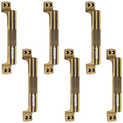 Peppa™ Antique Brass Finish Window and Door Handle 6 inches Lines(Pack of 6) Gold Plated Cabinet/Drawer Handle