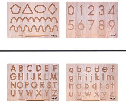Virth English Capital Alphabet Letters & Number, Geometric Shapes Learning Board