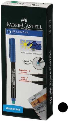 FABER-CASTELL 10 Multimarker 0.8mm Fine Black Pens Pack