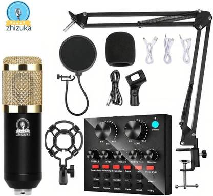 zhizuka BM800 Condenser Microphone with V8 Sound Card for Recording,Stream & Broadcast Microphone
