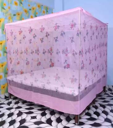 Raj Traders Cotton Adults Washable SP 108-PINK PRINT 1 Mosquito Net