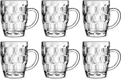Sv Enterprise Classic Design Crystal Clear Glass Beer 500ml Pack of (6 pcs.) Glass Beer Mug