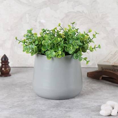 Advi Decorative Stylish Table Top Flower Pot Metal Planter Indoor, Pack of 1,Grey Plant Container Set