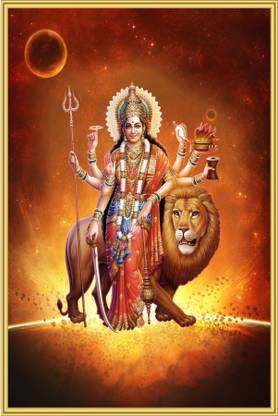 Maa durga god poster for worship room living room size 12x18 inch Fine Art Print