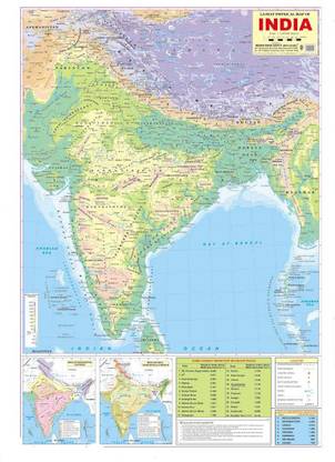 India physical Map Paper Print