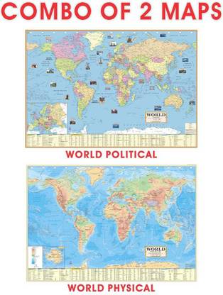 World poltical world physical map Paper Print