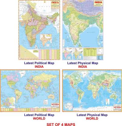 India poltical,indian physical,world poltical,world physical map. Paper Print