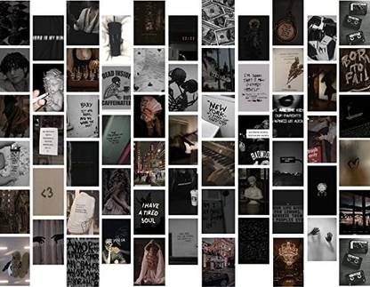 Aesthetic Wall Collage Kit || 60pcs (4×6inch) Dark Grunge Aesthetic Posters Water Resistant Paper Comes With Adhesive Tape From Top To Bottom Photographic Paper