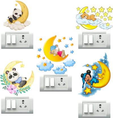 Design Zoo 13 cm Stars Mickey Mouse Switchboard Sticker Self Adhesive Sticker