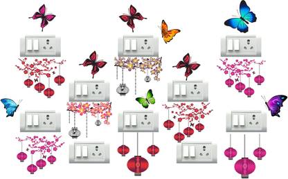 DivineDesigns 13 cm Colorful Butterflies Self Adhesive Sticker