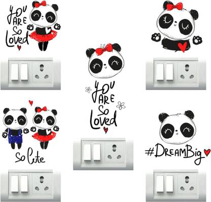 Art Kafe 13 cm Panda Love Quotes Switchboard Sticker Self Adhesive Sticker