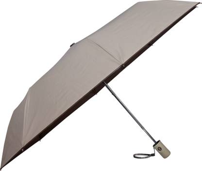 The Modern Ape Happy Mono Colour Coat 3 Fold 23.5 Inch 3 Fold Nylon for Men And Women Cream Umbrella