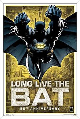 Batman-80th Anniversary Wall Poster, 14.725 in x 22.375 in, White Framed Version Fine Art Print