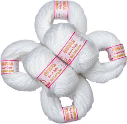 KNIT KING Represents Oswal 100% Acrylic Wool White (10 pc) Baby Soft Yarn ART - HG