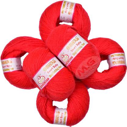 KNIT KING Represents Oswal 100% Acrylic Wool Candy Red (12 pc) Baby Soft Yarn ART - GJ