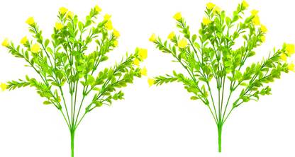 decormasters Pair of Artificial Plant Bunches Rubber Rose Plant Wild Artificial Plant