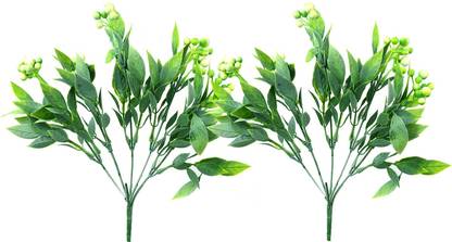 decormasters Pair of Artificial Plant Bunches Berries Bush Wild Artificial Plant