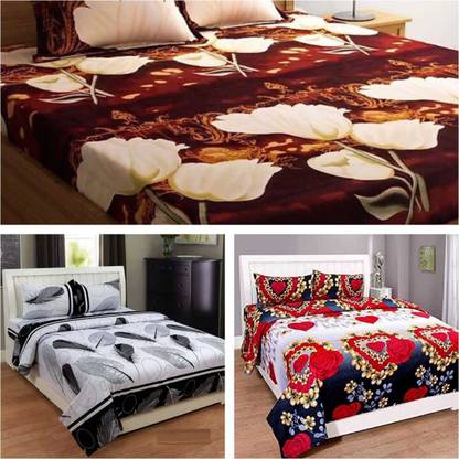 Rudra 144 TC Polycotton Double Printed Flat Bedsheet