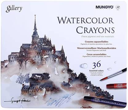 Mungyo Watercolour Crayons 36 in Tin Box