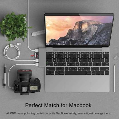 Triangle Ant ™ 7-in-1 USB Type-C Hub Adapter with HDMI, Thunderbolt 3, 2 x USB 3.0, USB-C , SD and MicroSD Card Reader for Macbook Air & Macbook Pro USB C To HDTV HDMI TF SD Card USB 3.0 Multipurpose Device